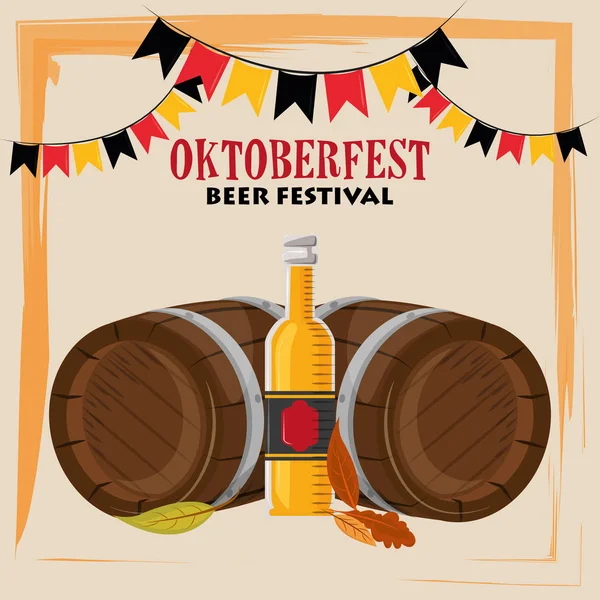 Plakát na oslavu oktoberfestu s pivními sudy — Stockový vektor