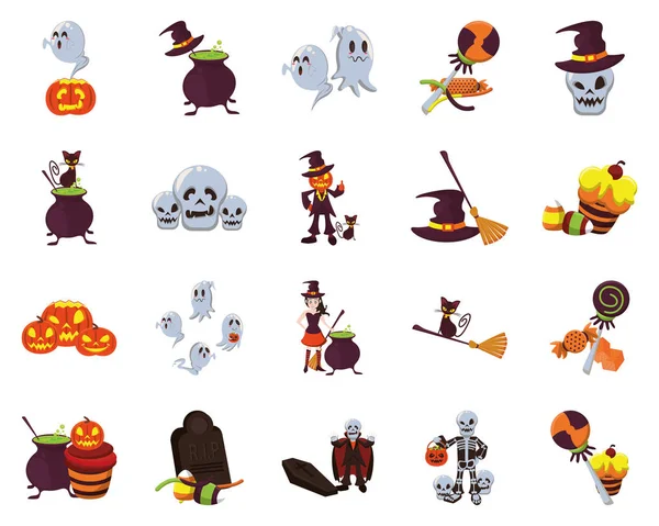 Bundle of halloween set icons — Stock Vector