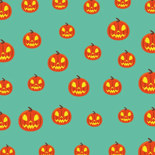 Halloween pumpkins with faces pattern — 스톡 벡터