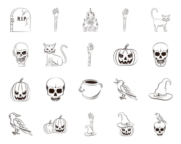Paquete de iconos de Halloween conjunto — Vector de stock