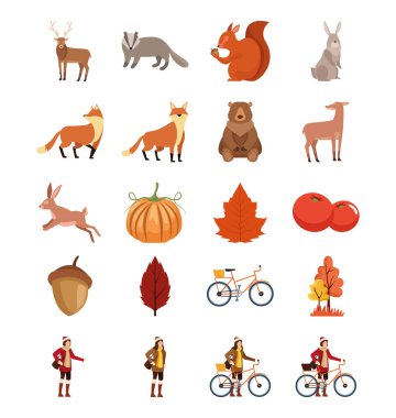 Sonbahar mevsimi simgelerinin demeti