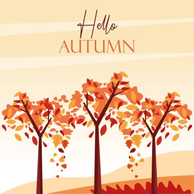 Merhaba sonbahar sahnesi Ağaçların ormanı