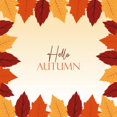 Merhaba güz sezonu yapraklı çerçevesi