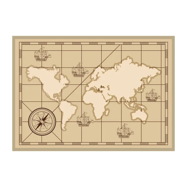 Αντίκες χάρτη χαρτί ναυτικό εικονίδιο — Διανυσματικό Αρχείο