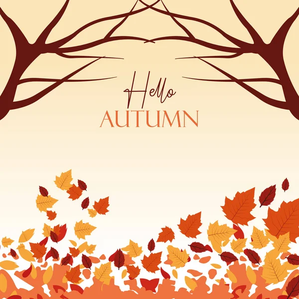 Olá outono temporada com árvore ramos cena — Vetor de Stock