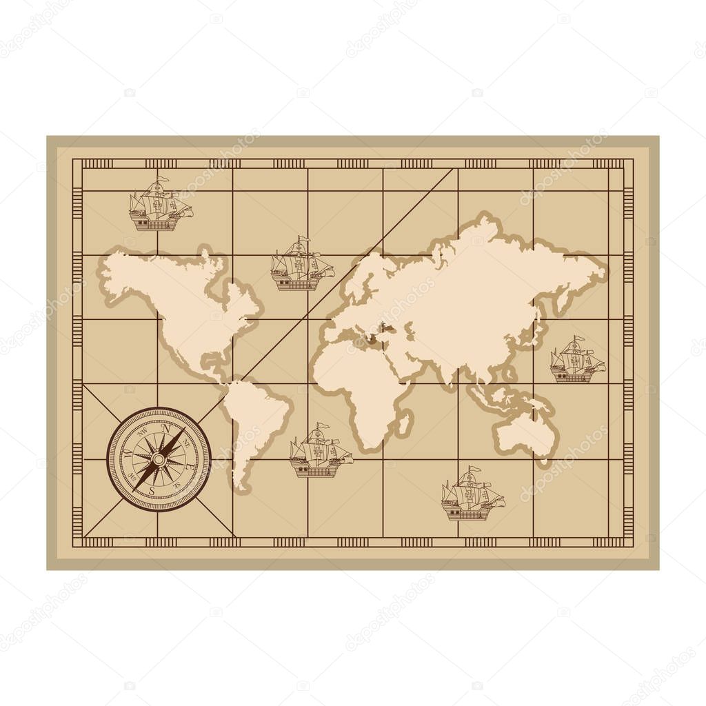 antique paper map nautical icon