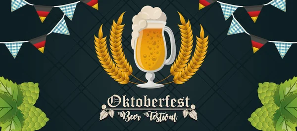 Oktoberfest Celebración, diseño de pancartas del festival de la cerveza — Vector de stock