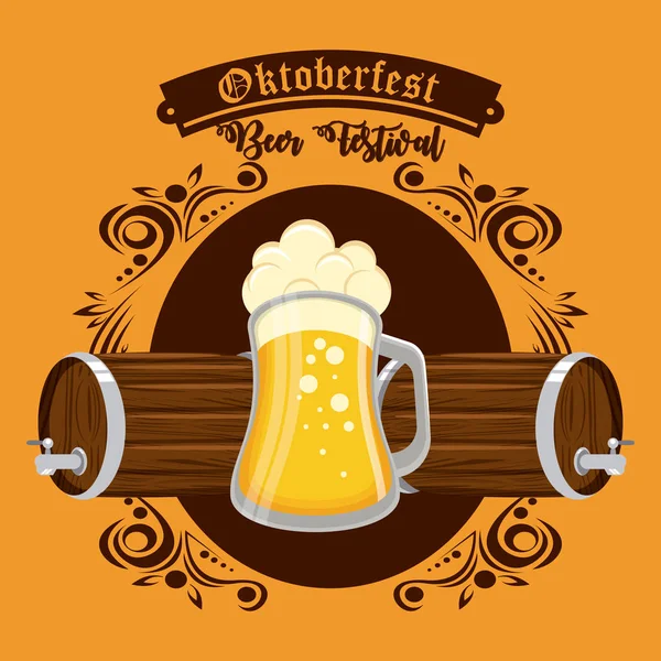 Oktoberfest Celebración, Diseño del festival de la cerveza — Vector de stock