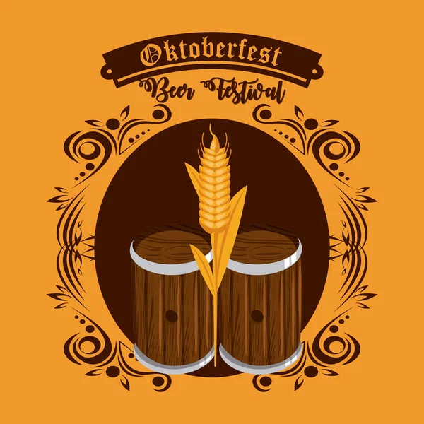 Oktoberfest Celebración, Diseño del festival de la cerveza — Vector de stock