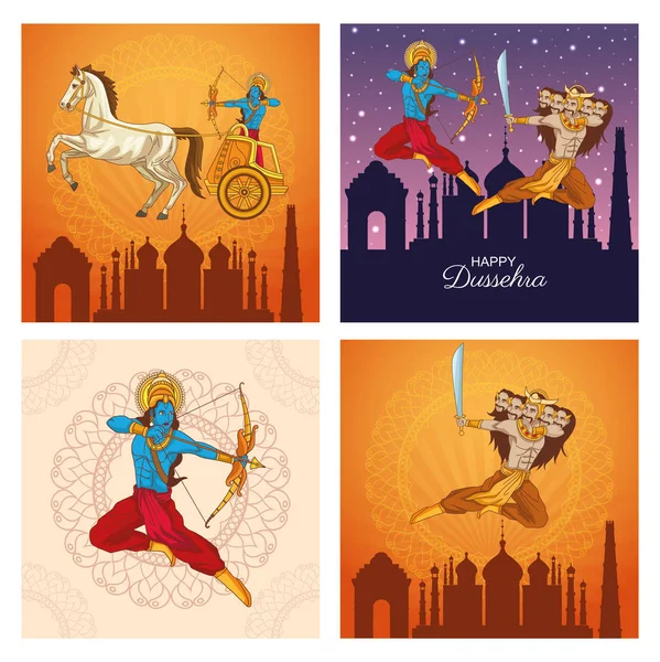 Happy Dussehra Festival of India Set (en anglais seulement) — Image vectorielle