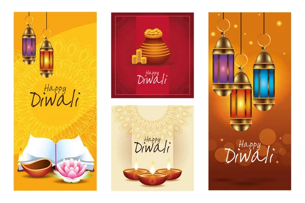 Conception indienne heureuse de célébration de Diwali — Image vectorielle