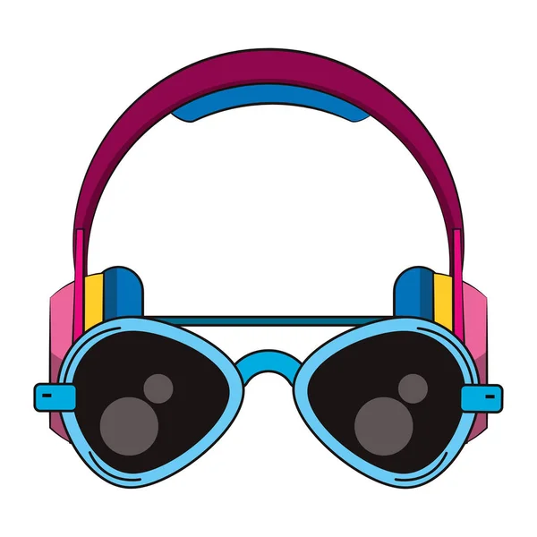 Kopfhörer und Brille im Design — Stockvektor