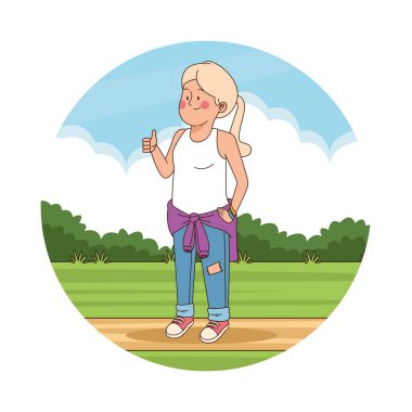 Park manzarasında genç bir kız.