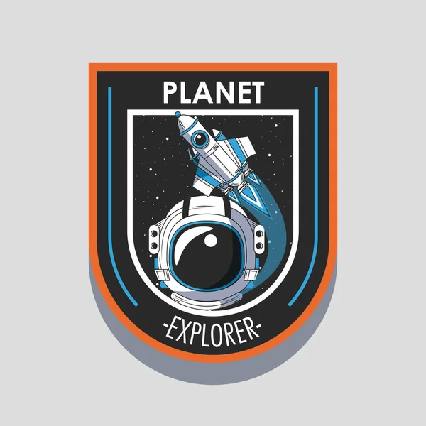 Design emblème patch explorateur spatial — Image vectorielle