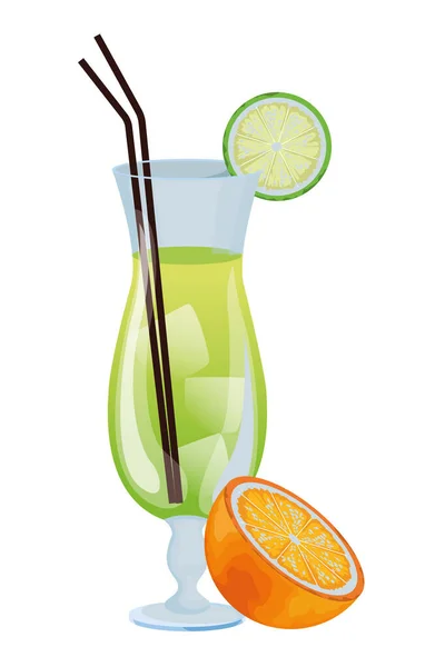 Karikatur eines Cocktails aus tropischen Früchten — Stockvektor