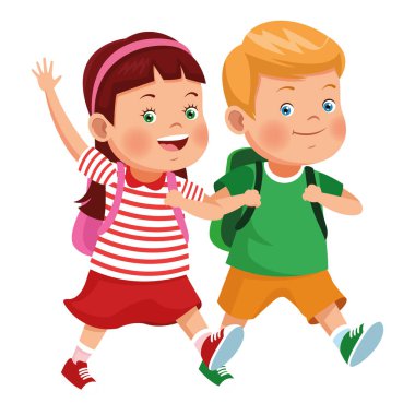 Sırt çantalarıyla gülümseyen okul çocukları