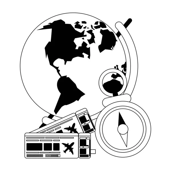 Vacaciones de verano y caricaturas de viaje — Archivo Imágenes Vectoriales