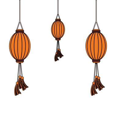 oryantal çin fenerleri dekorasyon karikatür