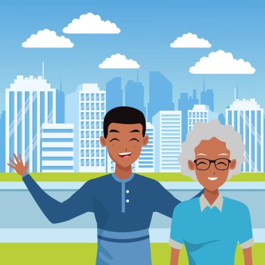 Aile yetişkin oğlu yaşlı anne bakımı