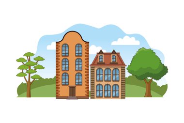 Doğa sahnesinde şehir builsings