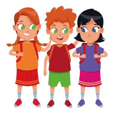 çocukluk sevimli okul öğrencileri karikatür