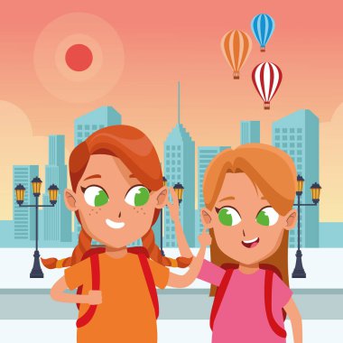 çocukluk sevimli öğrenciler kız karikatür