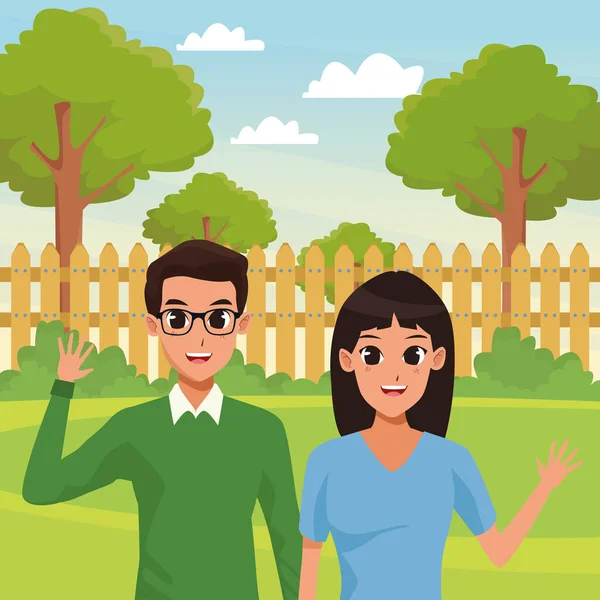 Genç yetişkin çift tebrik karikatür