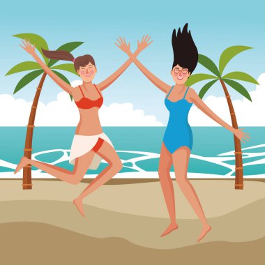 Genç arkadaşlar ve yaz karikatürleri