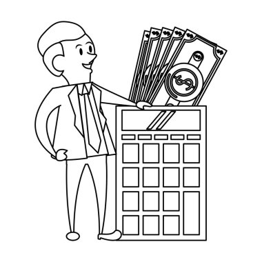 siyah beyaz para finans bankacılık karikatür tasarrufu