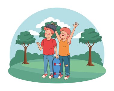 Gençler arkadaşlar gülümseyerek ve tebrik