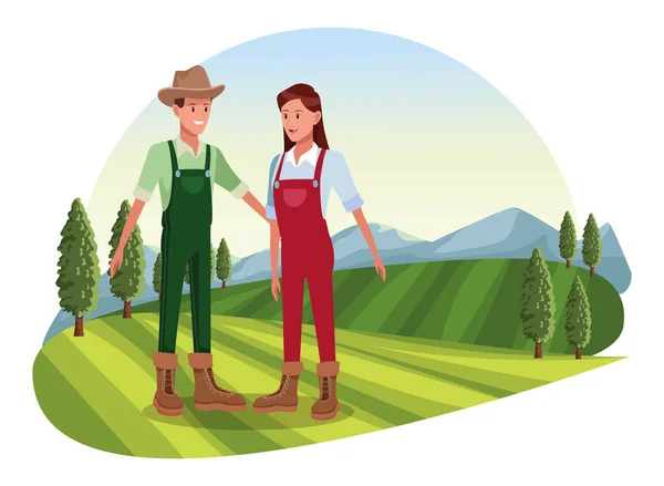 Farm, állatok és farmer rajzfilm — Stock Vector