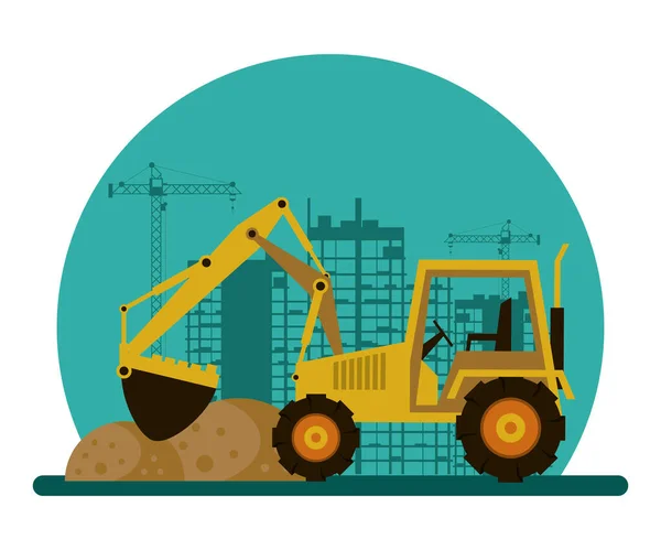 Under construction buildings and machinery — Stock Vector