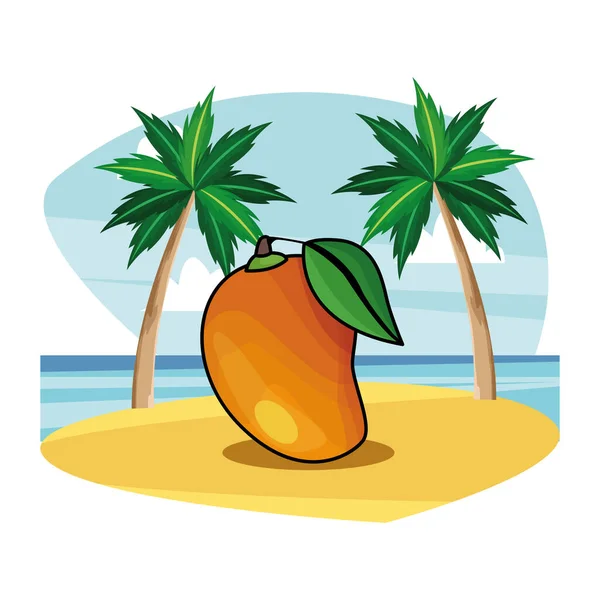 Caricatura de frutas frescas tropicales de mango — Vector de stock