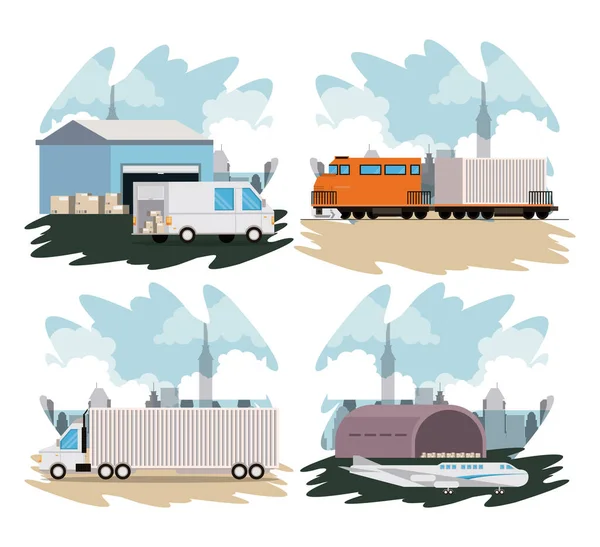 Trasporto merci logistica merci cartone animato — Vettoriale Stock