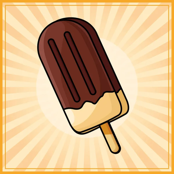 Popsicle with chocolate covered — Stock Vector