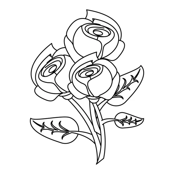 Çiçekler tropikal bahar çiçekli karikatür siyah ve beyaz