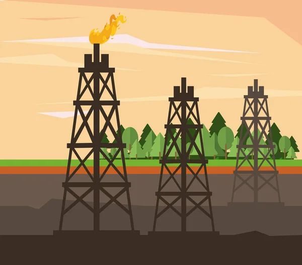 Bomba de petróleo y petróleo — Vector de stock
