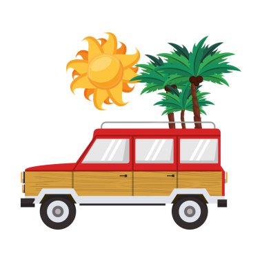 Ada çizgi filmindeki klasik kamyon izole edilmiş.