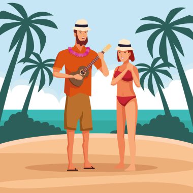 genç bir çift Beach