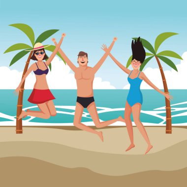 Genç arkadaşlar ve yaz karikatürleri