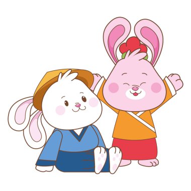 Orta sonbahar festivali karikatürler Tavşanlar