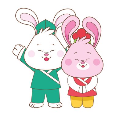 Orta sonbahar festivali karikatürler Tavşanlar