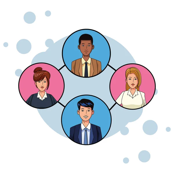 Skupina obchodních osob avatar profil obrázku v kulaté ikoně — Stockový vektor