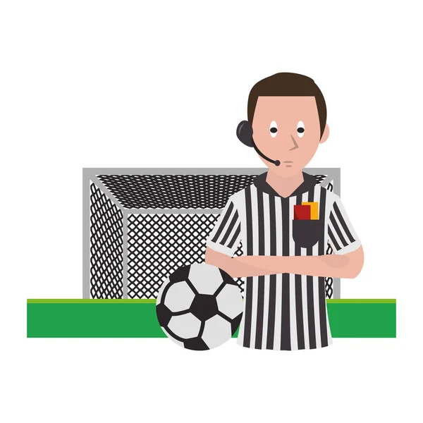 Árbitro de fútbol deporte dibujos animados aislados — Vector de stock