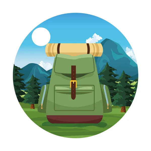 Travel and adventure cartoon round icon — 스톡 벡터