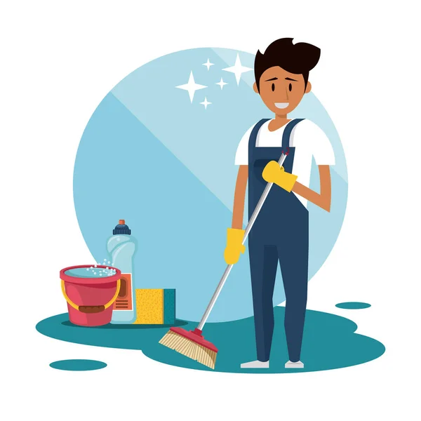 Temizlik ürünleri ile temizlik hizmeti — Stok Vektör