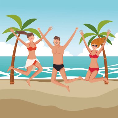 Genç arkadaşlar ve yaz karikatürleri