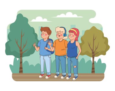 Gençler arkadaşlar gülümseyerek ve tebrik