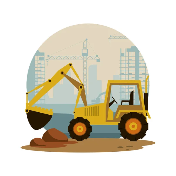 Under construction buildings and machinery — Stock Vector