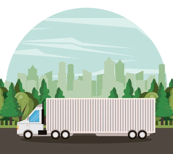 Camión logística mercancía entrega dibujos animados — Vector de stock